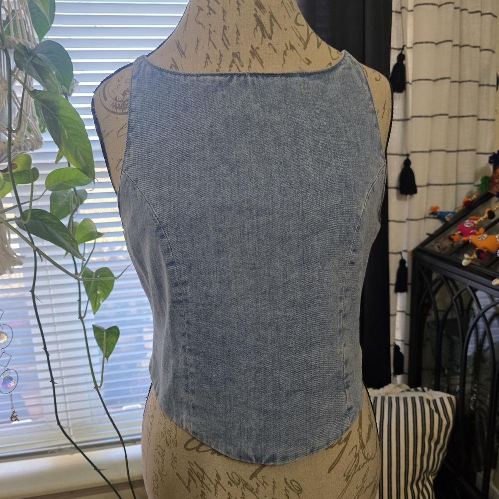 90s Y2K Vintage Wayf Blue Denim Crop Top